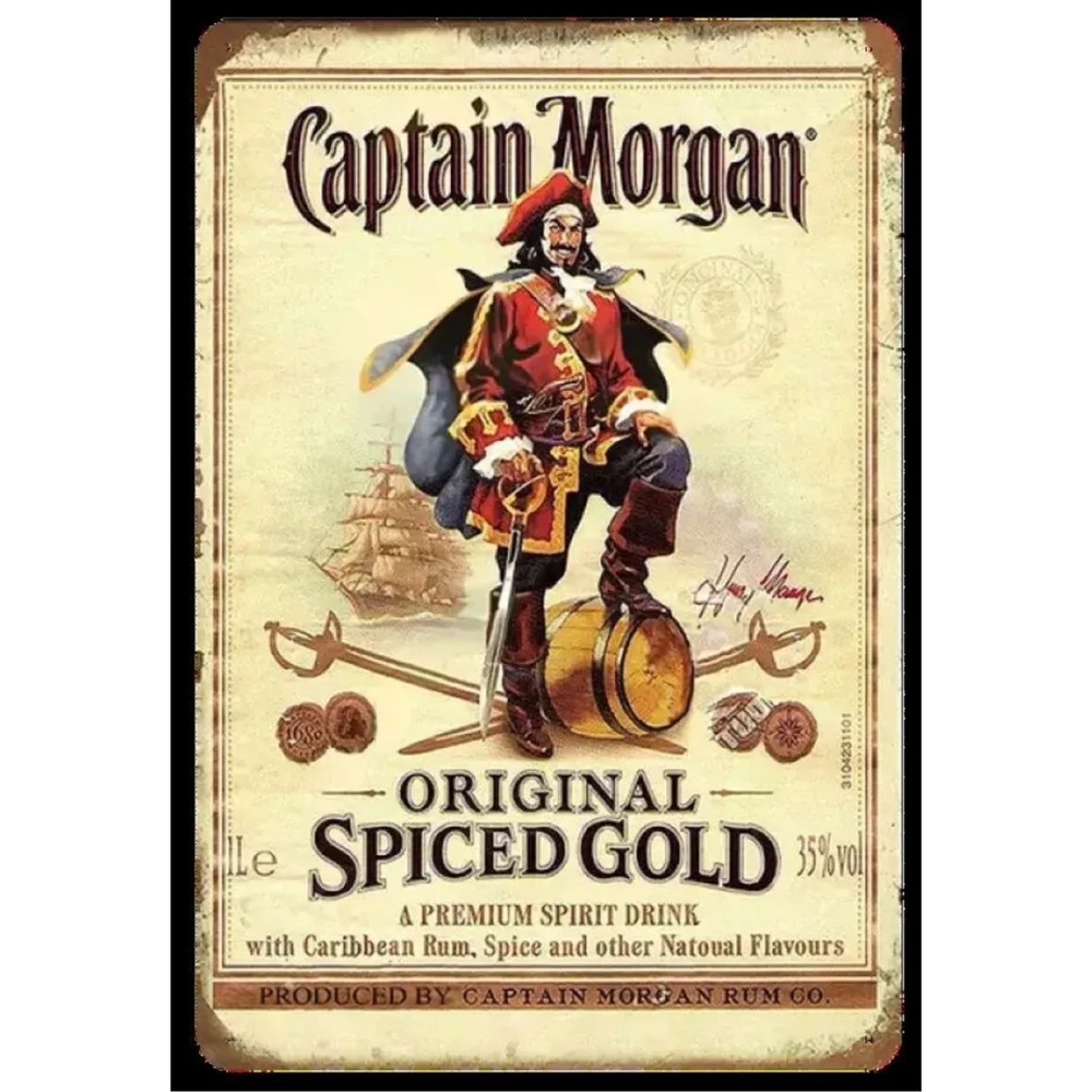 New Captain Morgan Rum Tin Metal Sign 8x12 Inches Man Cave Bar Den Garage